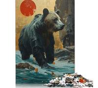 Puzzle 1000 pièces pour Adultes, Puzzle carré Grizzly Bear pour Adultes et Puzzles en Bois, décoration d'intérieur, Cadeaux de Vacances, 1000 pièces (75 x 50 cm)