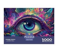 Puzzle 1000 pièces pour Adultes, Puzzle carré psychédélique du troisième œil pour Adultes et Puzzles en Bois, décoration d'intérieur, Cadeaux de Vacances, 1000 pièces (75 x 50 cm)