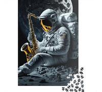 Puzzle 1000 pièces pour Adultes, Puzzle carré Saxophone Astronaute, pour Adultes et Adolescents, Puzzles en Bois, décoration d'intérieur, 1000 pièces (75 x 50 cm)