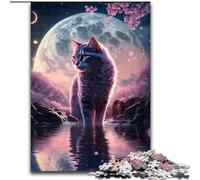 Puzzle 1000 pièces pour Adultes,Puzzle Chat au Clair de Lune de Conte de fées,fabriqué en Carton,idéal pour la décoration de la Maison et du Bureau,Cadeau Parfait pour Un Anniversaire,1000 pièces