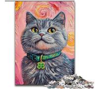Puzzle 1000 pièces pour Adultes Puzzle Chat Heureux en Carton Un Casse-tête Stimulant pour Les Adolescents Parfait pour la décoration intérieure ou comme Cadeau Dimensions : 38x26cm