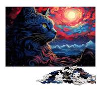 Puzzle 1000 pièces pour Adultes Puzzle Chat Siamois psychédélique coloré pour Cadeaux Anti-Stress défi Difficile 1000 pièces (38 x 26 cm)