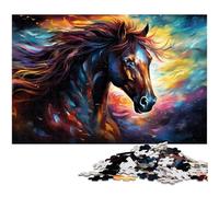 Puzzle 1000 pièces pour Adultes Puzzle Cheval coloré pour Cadeaux Anti-Stress défi Difficile 1000 pièces (38 x 26 cm)