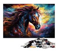 Puzzle 1000 pièces pour Adultes Puzzle Cheval coloré pour Cadeaux Anti-Stress défi Difficile 1000 pièces (75 x 50 cm)