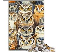 Puzzle 1000 pièces pour Adultes Puzzle Collage Hibou en Carton Relax & Challenge, Art de décoration d'intérieur coloré, pour Les Amis Taille 38x26CM