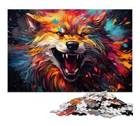 Puzzle 1000 pièces pour Adultes Puzzle coloré de Loup démoniaque pour Cadeaux Jeu Familial Anti Stress défi Difficile 1000 pièces (38 x 26 cm)