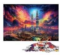 Puzzle 1000 pièces pour Adultes Puzzle coloré des Tours Jumelles de Kuala Lumpur idéal pour Offrir en Famille Anti Stress Difficile 1000 pièces (75 x 50 cm)