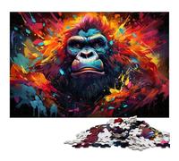 Puzzle 1000 pièces pour Adultes Puzzle coloré en Bois représentant Un Orang outan en colère Jouet éducatif et éducatif (75 x 50 cm)