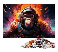 Puzzle 1000 pièces pour Adultes Puzzle coloré en Bois représentant Un Singe Astronaute Jeu éducatif pour Enfants 1000 pièces (75 x 50 cm)