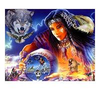 Puzzle 1000 pièces pour adultes - Puzzle de peuples et d'animaux tribus indiennes avec des pièces de coupe unique comportant 26x38cm