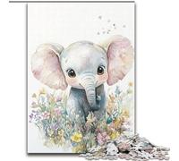 Puzzle 1000 pièces pour Adultes Puzzle éléphant Aquarelle en Bois Un Casse-tête Stimulant pour Les Adolescents Parfait pour la décoration intérieure ou comme Cadeau Dimensions : 50x75cm