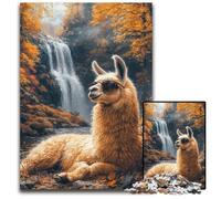 Puzzle 1000 pièces pour Adultes, Puzzle en Bois Alpaga d'automne, pour s'amuser en Famille, idéal pour la décoration de Bureau 14 Ans et Plus, 50x75cm