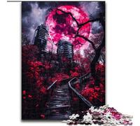 Puzzle 1000 pièces pour Adultes, Puzzle en Bois Blood Moon 50x75cm, décoration DIY, défi cérébral, pour Adultes, Famille, Cadeau de Vacances