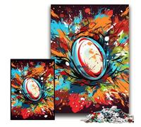 Puzzle 1000 pièces pour Adultes, Puzzle en Bois coloré de Rugby 50x75cm, Casse-tête et décoration d'intérieur, pour Les fêtes