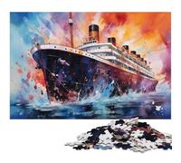 Puzzle 1000 pièces pour Adultes Puzzle en Bois coloré psychédélique Bateau de croisière Jouet éducatif 1000 pièces (75 x 50 cm)