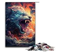 Puzzle 1000 pièces pour Adultes Puzzle en Bois coloré psychédélique Lion Blanc pour Adultes et Enfants Outil Anti-Stress 1000 pièces (75 x 50 cm)