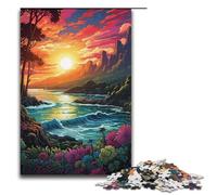 Puzzle 1000 pièces pour Adultes Puzzle en Bois coloré psychédélique Paradis balnéaire pour Adultes et Enfants Outil de soulagement du Stress 1000 pièces (38 x 26 cm)