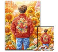 Puzzle 1000 pièces pour Adultes, Puzzle en Bois, Homme Tournesol, Jeux éducatifs, pour renforcer l'amour Entre Couples, à partir de 14 Ans, 50x75cm