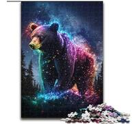 Puzzle 1000 pièces pour Adultes - Puzzle en Bois Ours Brun Fluo pour Adultes pour Les Anniversaires, Noël, Halloween, Thanksgiving, Pâques (Taille 50x75cm)