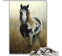 Puzzle 1000 pièces pour Adultes Puzzle en Bois pour Adultes Cheval Court 50x75cm Un défi cérébral pour Les Adolescents et décoration d'intérieur