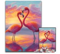 Puzzle 1000 pièces pour Adultes, Puzzle en Bois représentant Un Couple de Flamants Roses, idéal pour stimuler Le Cerveau, pour Les Adolescents et décoration d'intérieur, 50x75cm