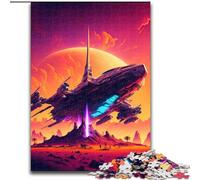 Puzzle 1000 pièces pour Adultes,Puzzle en Bois représentant Un Vaisseau Spatial au Coucher du Soleil, pour Les Anniversaires,Les fêtes et Les décorations de fêtes spatiales(1000 pièces)