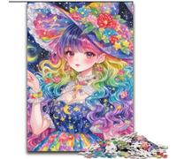 Puzzle 1000 pièces pour Adultes,Puzzle en Bois représentant Une Fille sorcière animée Un Casse-tête Stimulant pour Les Adolescents Idéal pour la décoration intérieure ou comme Cadeau 50x75cm
