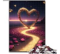Puzzle 1000 pièces pour Adultes, Puzzle en Carton, Motif cœur sur la Plage, Jeu interactif Familial, décoration d'intérieur à Faire soi-même, défi cérébral, Cadeau, Taille 26x38cm
