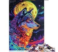 Puzzle 1000 pièces pour Adultes, Puzzle en Papier psychédélique coloré avec Loup, pour Adultes et familles, Puzzles pour Adultes, Cadeaux. Taille : 26 x 38 cm.