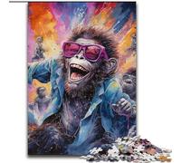 Puzzle 1000 pièces pour Adultes, Puzzle gorilles colorés en Carton, Casse-tête Stimulant pour Adolescents et familles, 1000 pièces(26x38cm)