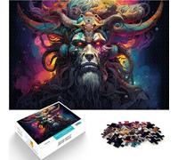 Puzzle 1000 pièces pour Adultes Puzzle Guerrier Chèvre Coloré Décoration Murale 26x38cm Soulagement du Stress Séjour Tuer Le Temps