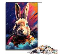 Puzzle 1000 pièces pour Adultes Puzzle Lapin Astronaute Jeu Stimulant Une œuvre d'art Convient aux Adolescents de 14 Ans et Plus 75 x 50 cm