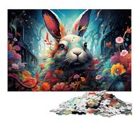 Puzzle 1000 pièces pour Adultes Puzzle Lapin Mignon et coloré pour Enfants Jeu éducatif en Papier pour Adultes 1000 pièces (38 x 26 cm)
