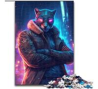 Puzzle 1000 pièces pour Adultes, Puzzle léopard Tendance en Bois, pour Les Anniversaires, Les fêtes, Les décorations de fête Spatiale, 1000 pièces(50x75cm)