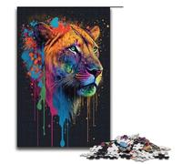 Puzzle 1000 pièces pour Adultes Puzzle Lion néon Jeu Pratique décoration d'intérieur Unique et Cadeaux 1000 pièces (38 x 26 cm)