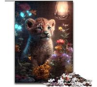 Puzzle 1000 pièces pour Adultes, Puzzle Lumineux Lionceau Fantastique en Carton, Casse-tête Stimulant pour Adolescents, soirée de Jeux en Famille Amusante, 1000 pièces(26x38cm)