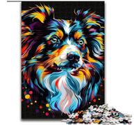 Puzzle 1000 pièces pour Adultes Puzzle Miniature en Bois représentant Un Berger américain Cadeau de Noël idéal pour Le Bureau, la Chambre ou Le Salon 1000 pièces(50x75cm)