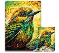 Puzzle 1000 pièces pour Adultes. Puzzle Moineau Vert. Jeu de réflexion pour Adolescents pour Les fêtes. 26x38cm / 10,23x14,96 Pouces.