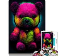Puzzle 1000 pièces pour Adultes Puzzle Ours en Peluche néon pour Adolescents Jeu de Quiz décoration Murale Cadeaux Uniques d'anniversaire et de Noël 26x38cm