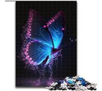 Puzzle 1000 pièces pour Adultes, Puzzle Papillons Bleus en Bois, Casse-tête Stimulant pour Adolescents, soirée de Jeux en Famille Amusante, 1000 pièces(50x75cm)