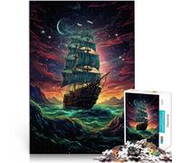 Puzzle 1000 pièces pour Adultes Puzzle psychédélique Bateau Pirate Jeu Pratique 26 x 38 cm Collection d'artistes Beaux-Arts pour Adolescents à partir de 14 Ans