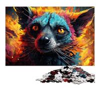 Puzzle 1000 pièces pour Adultes Puzzle psychédélique coloré en Forme de lémurien idéal pour soulager Le Stress et relever des défis Difficiles 1000 pièces (38 x 26 cm)