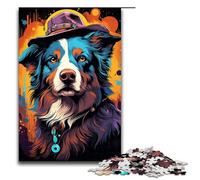 Puzzle 1000 pièces pour Adultes Puzzle psychédélique coloré représentant Un Berger Australien Jeu Pratique décoration d'intérieur Unique et Cadeaux 1000 pièces (75 x 50 cm)