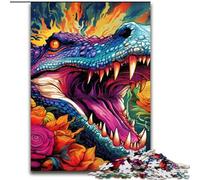 Puzzle 1000 pièces pour Adultes Puzzle psychédélique Crocodile du Nil Parfait pour s'amuser en Famille à Noël, Thanksgiving, Les Anniversaires et Pâques (Taille : 50x75cm)