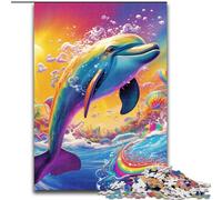 Puzzle 1000 pièces pour Adultes, Puzzle psychédélique en Forme de Dauphin, Cadeau Amusant à Faire soi-même, adapté à la décoration de la Maison, du Salon ou du Bureau (Taille : 26x38cm)