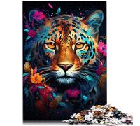 Puzzle 1000 pièces pour Adultes Puzzle psychédélique guépard Dessin animé 26x38cm Soulagement du Stress Staycation Tuer Le Temps