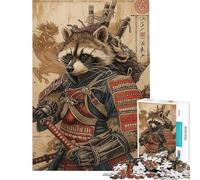 Puzzle 1000 pièces pour Adultes Puzzle Raton Laveur samouraï pour Adolescents Assemblage de Motifs Difficile et Stimulant Jeu passionnant et Convivial en Famille (Taille 50x75cm)