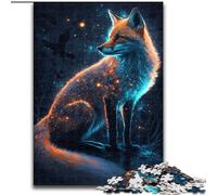 Puzzle 1000 pièces pour Adultes, Puzzle Renard Néon en Bois, pour Adolescents et familles, Cadeau de Noël idéal(50x75cm)