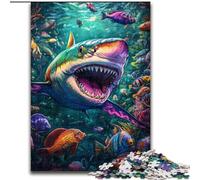 Puzzle 1000 pièces pour Adultes Puzzle Requin océan en Carton Idéal pour s'amuser en Famille - Cadeau Parfait pour Les Vacances, Les Anniversaires Taille 26X38CM