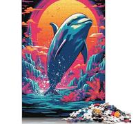 Puzzle 1000 pièces pour Adultes, Puzzle rétro 1000 pièces, Saut de Dauphin, Jeu Difficile et Stimulant (38 x 26 cm)